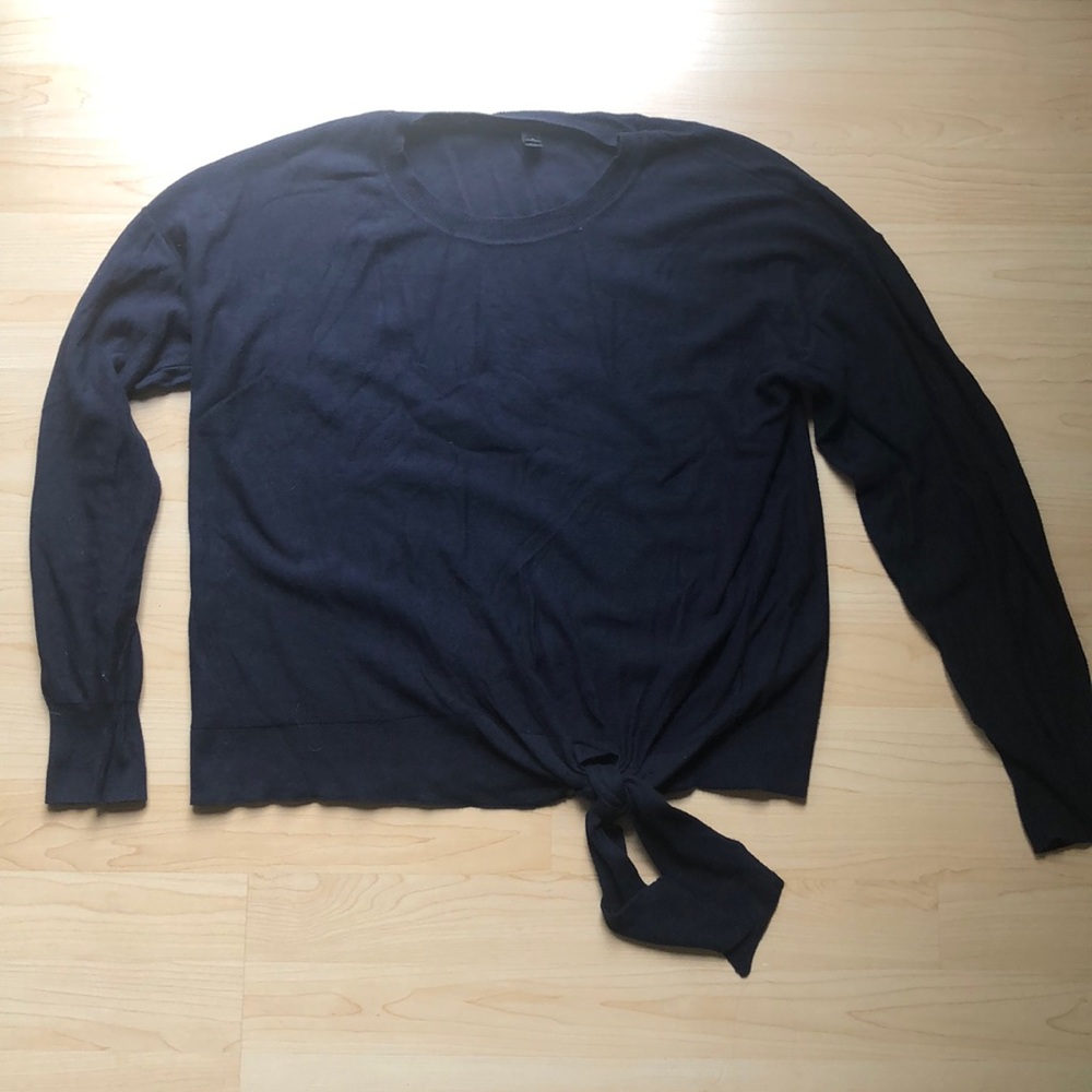 Navy Ue J Crew tie front sweater